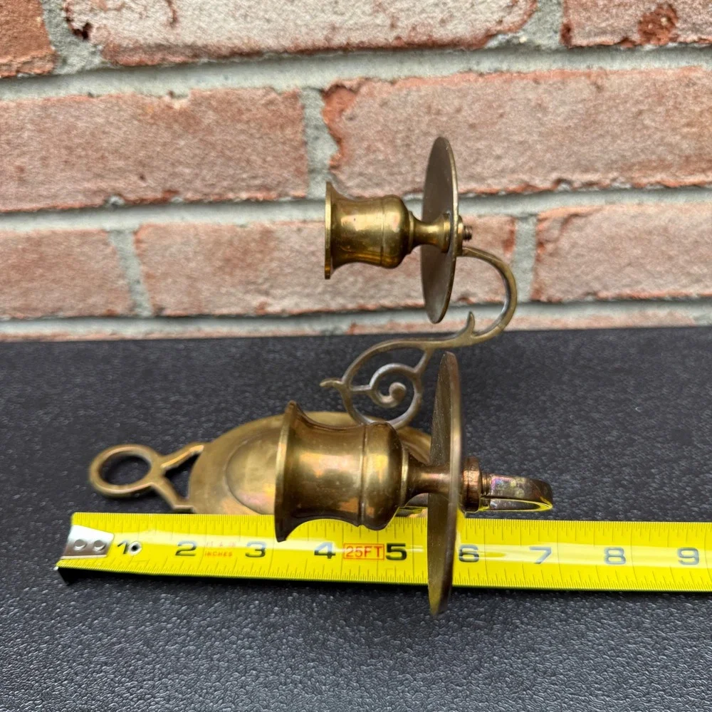 Unbranded Brass Wall Sconce Candle Holder Gold Vintage Double Arm MCM Regency